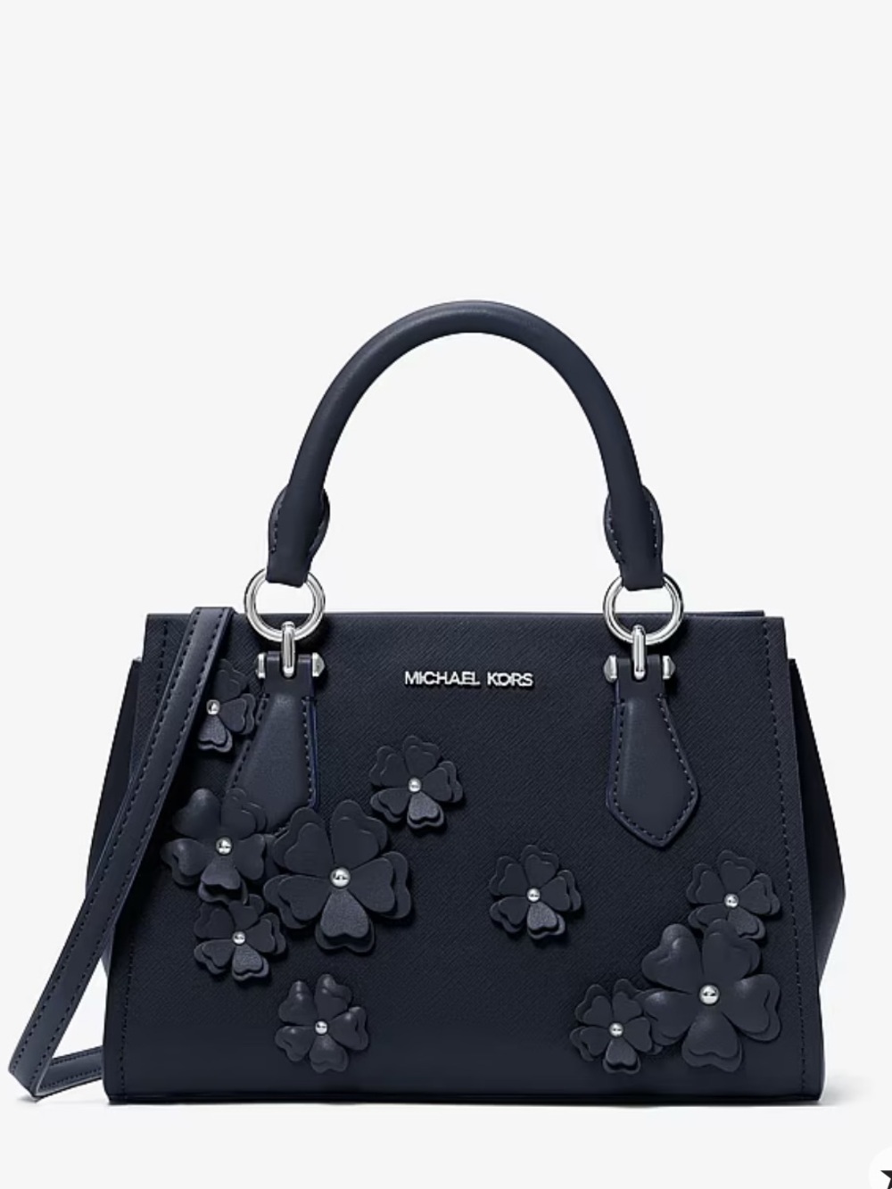 MICHAEL KORS Marilyn Sm Floral Embellished Satchel Crossbody Shoulder
Navy 
NWT - Picture 10 of 14